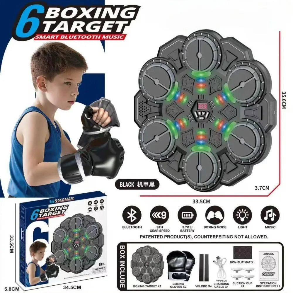Machine d'entraînement de boxe musicale intelligente – Compatible Bluetooth, 2-5 modes d'éclairage, sport de boxe pour adultes et enfants, entraînement de gymnastique