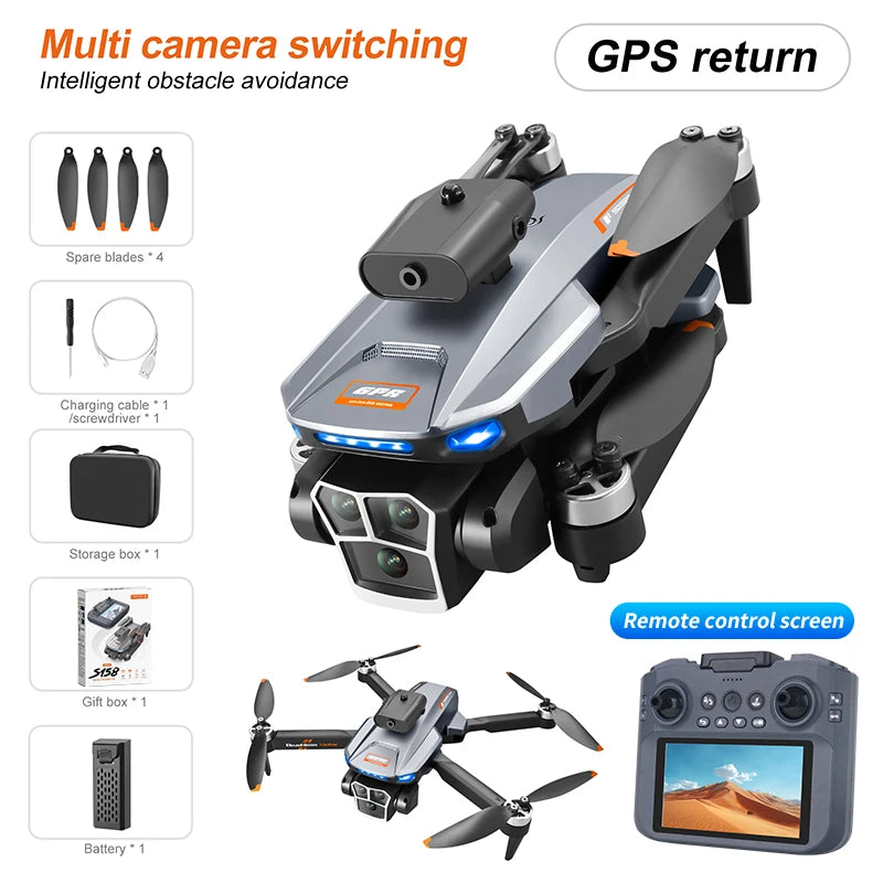 Drone GPS S158 2025 avec écran pliable et caméra HD 8K