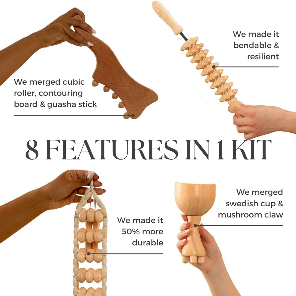 Wooden Therapeutic Massage Tools, Lymphatic Proximity Massager for Body Protrusion, Anti-Cellulite Body Sculpting Tools, 1pc, 2pcs, 3pcs, 4pcs