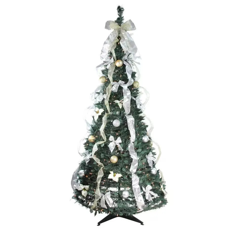 Arbre de Noël Pop-Up Pré-Décoré Pliable – 120/150/180/210 cm, Idéal pour Décoration Festive à la Maison