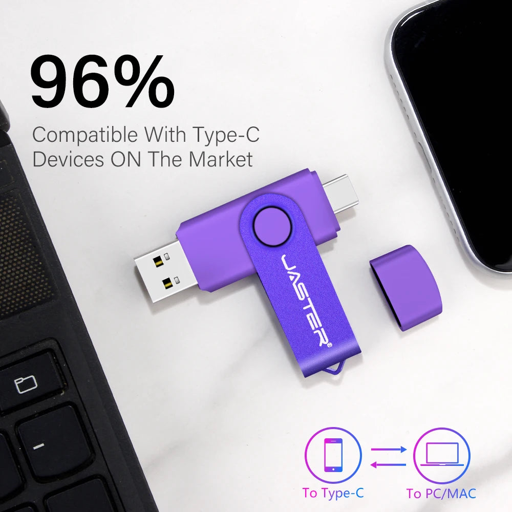 Clé USB TYPE-C 128 Go Capacité réelle Pen Drive 64 JOMemory Stick Creative Business Gift Red U Disk Blue 32G