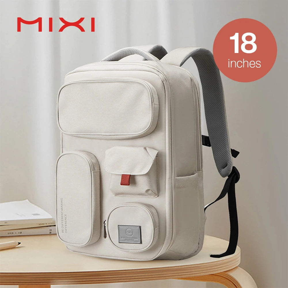 Sac à dos Mixi M5015 – Voyage et ordinateur portable, 18 pouces, étanche, unisexe