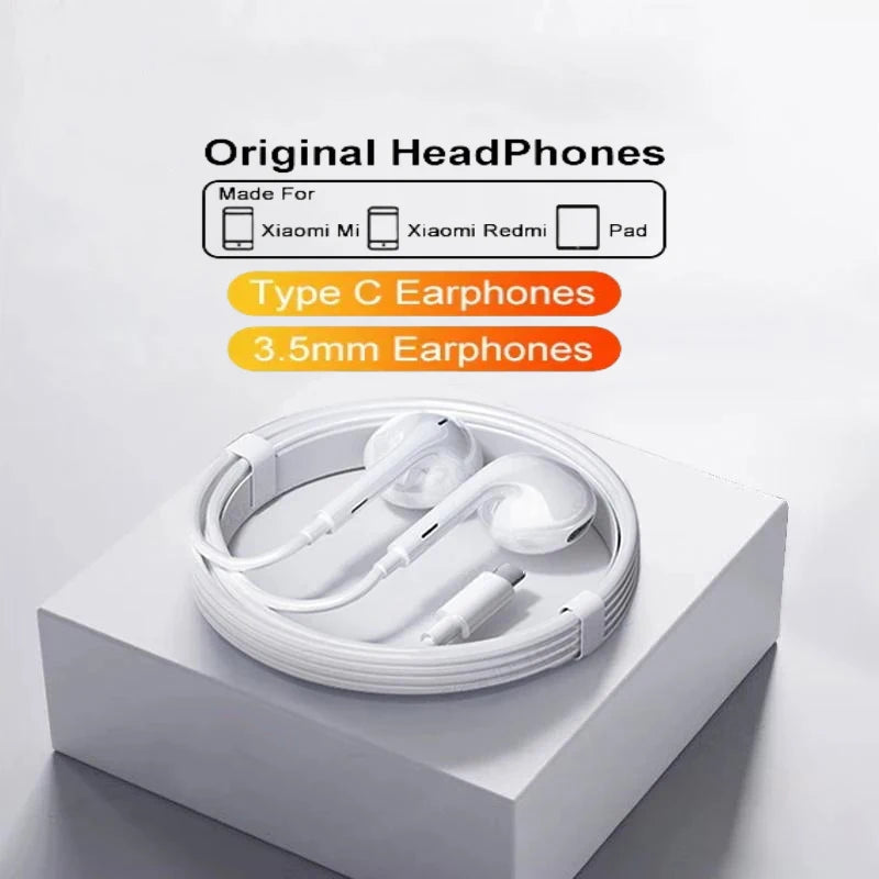 Casque filaire Xiaomi – intra-auriculaires – USB-C / Jack 3,5 mm – compatible Mi 14, 13, 12, Redmi Note 10, 9