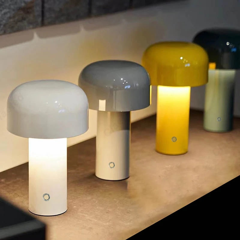 Lampe Champignon de Table Tactile Sans Fil Rechargeable par USB, Luminaire Décoratif, Idéal pour un Bureau ou une Chambre