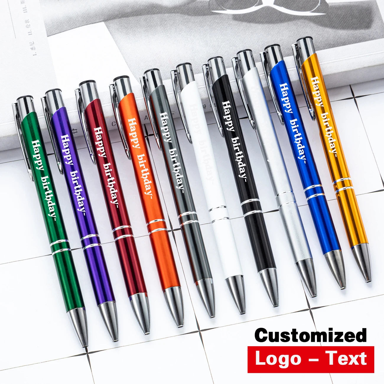 High Quality Black Roller Metal Ballpoint Pen, Gift Pens, Free Custom Logo, 100mm, 10PCs/Lot, 1.0PCs/Lot 