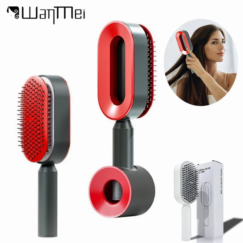 Brosse à cheveux autonettoyante pour femmes, nettoyage à une touche, perte de cheveux, Massage du cuir chevelu, peigne antistatique