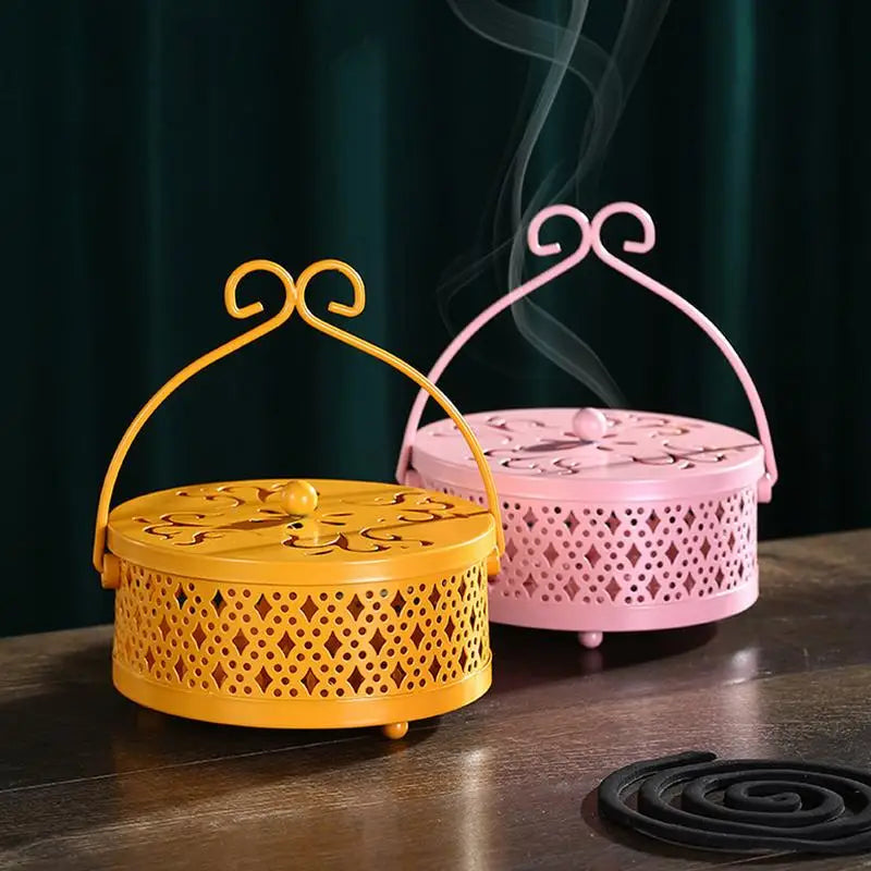 Portable Hollow Metal Incense Burner Coil Holder Insect Repellent Outdoor Use Deck Camping Supplies 