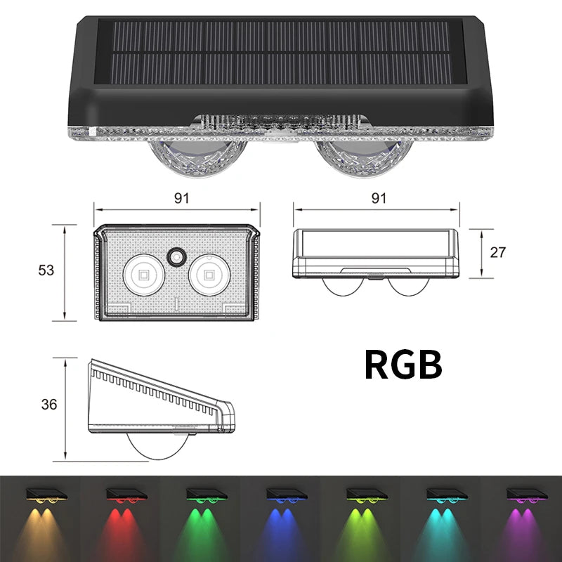 Solarleuchten für Zäune mit 4 LEDs – Up/Down-Beleuchtung