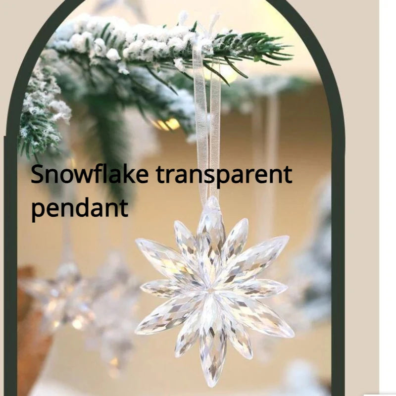 Flocons de neige transparents pour sapin de Noël, décorations pour la maison, paquet de 3