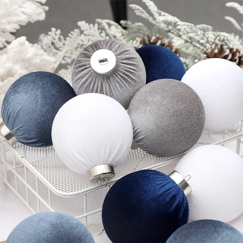 Christmas Balls, Blue Christmas Velvet Ball Ornaments, Christmas Tree Ball