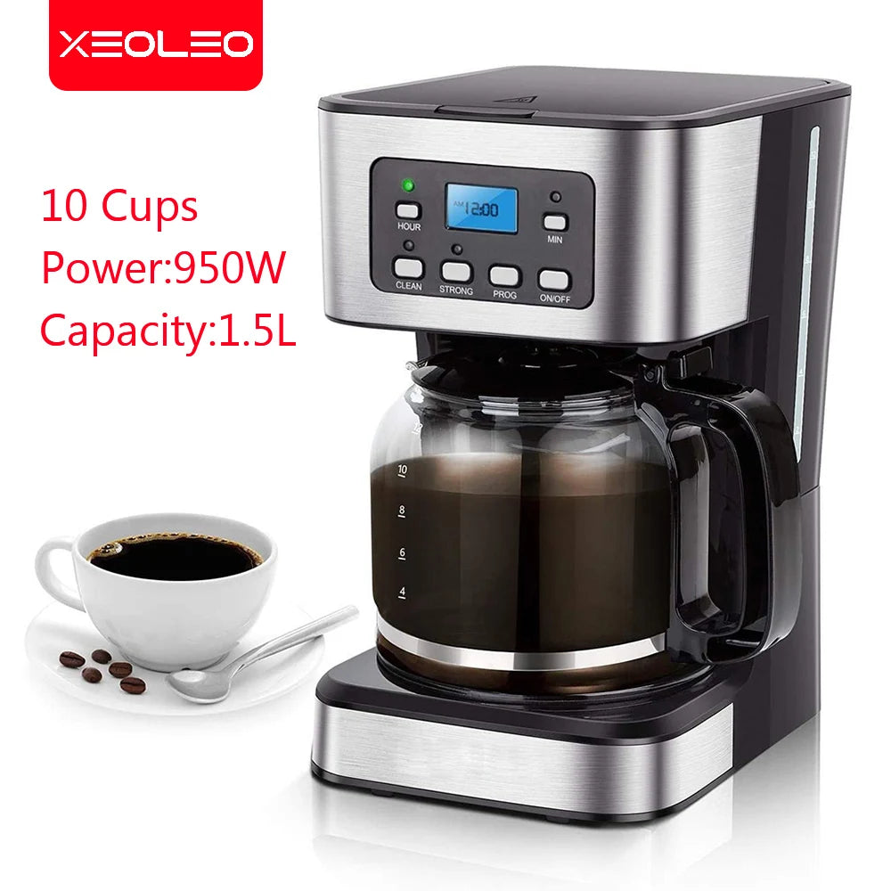 XEOLEO Automatic Drip Coffee Machine, Glass Kettle, American Espresso Coffee Maker, Keep Warm Coffee Pot, 1.5L, 73 Maker