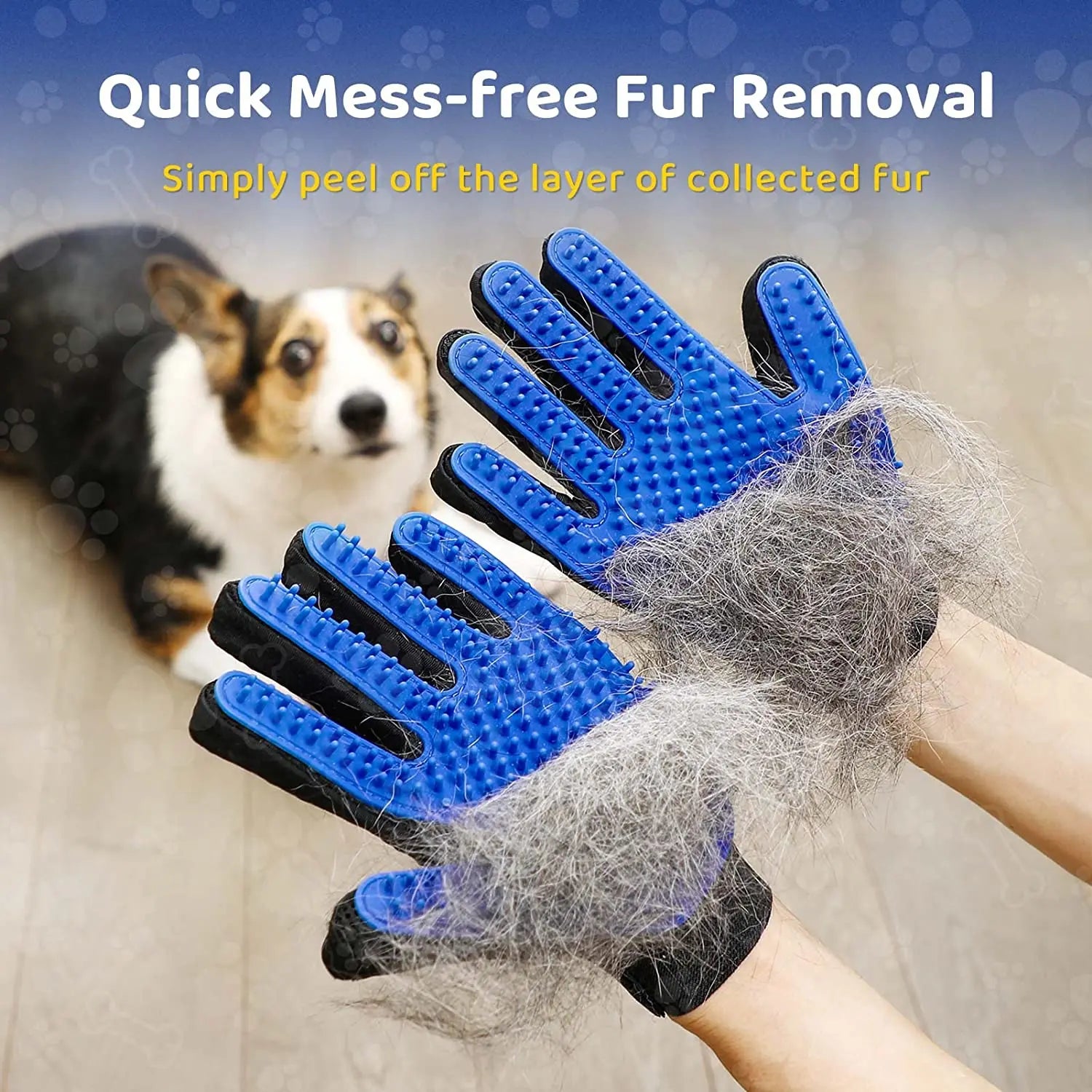 Gentle and effective pet grooming glove, cat and dog hair removal accessory