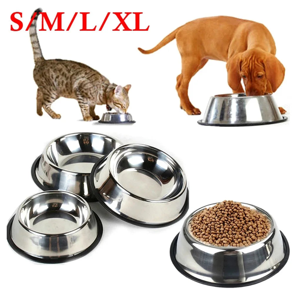 Non-Slip Stainless Steel Pet Bowls for Dogs Cats Food Water Feeder Large Puppy Dishes Pet Accessories