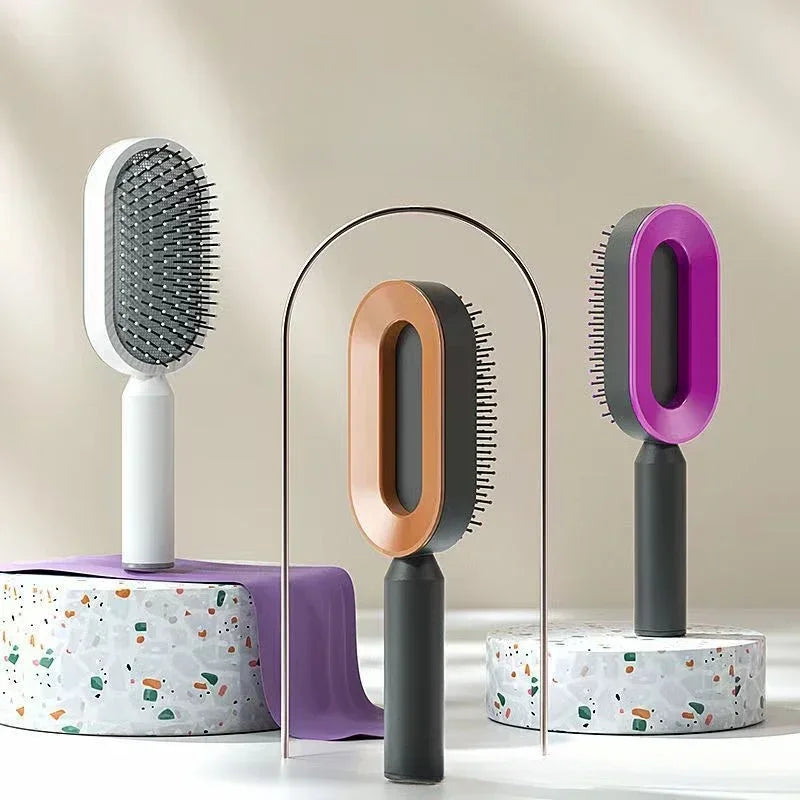 Brosse à Cheveux pour Femme avec bouton poussoir pour nettoyage facile