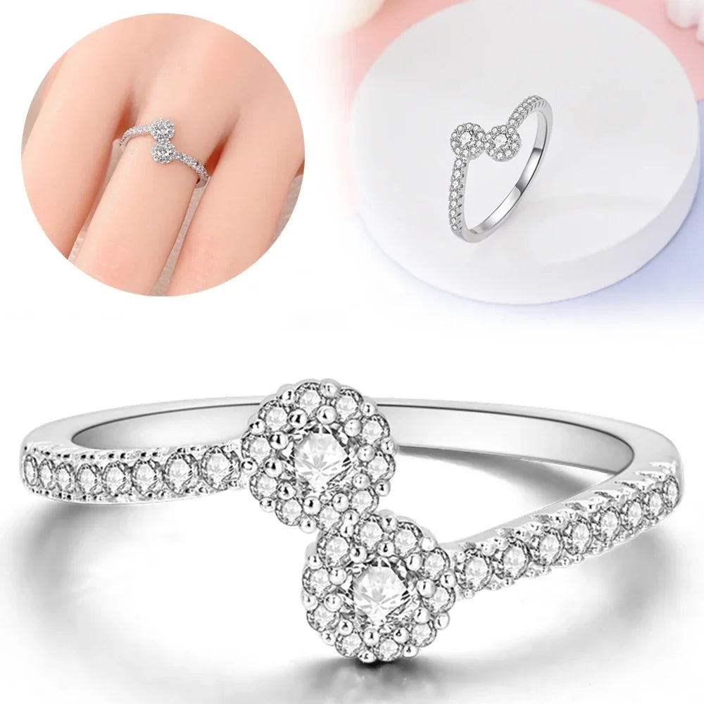 Colorful Zircon Sun Moon Star Stackable Rings for Women.