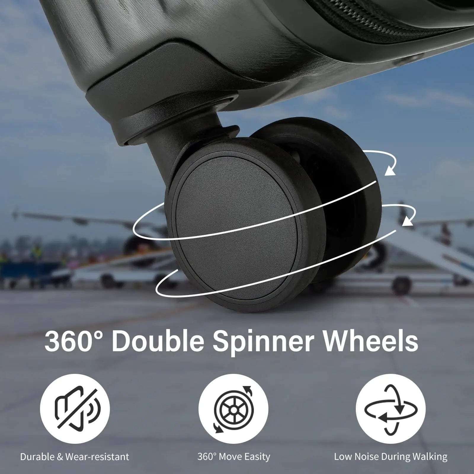 Ensemble de valises rigides ABS + PC KONO – serrure TSA, 4 roues 360°, cabine et soute