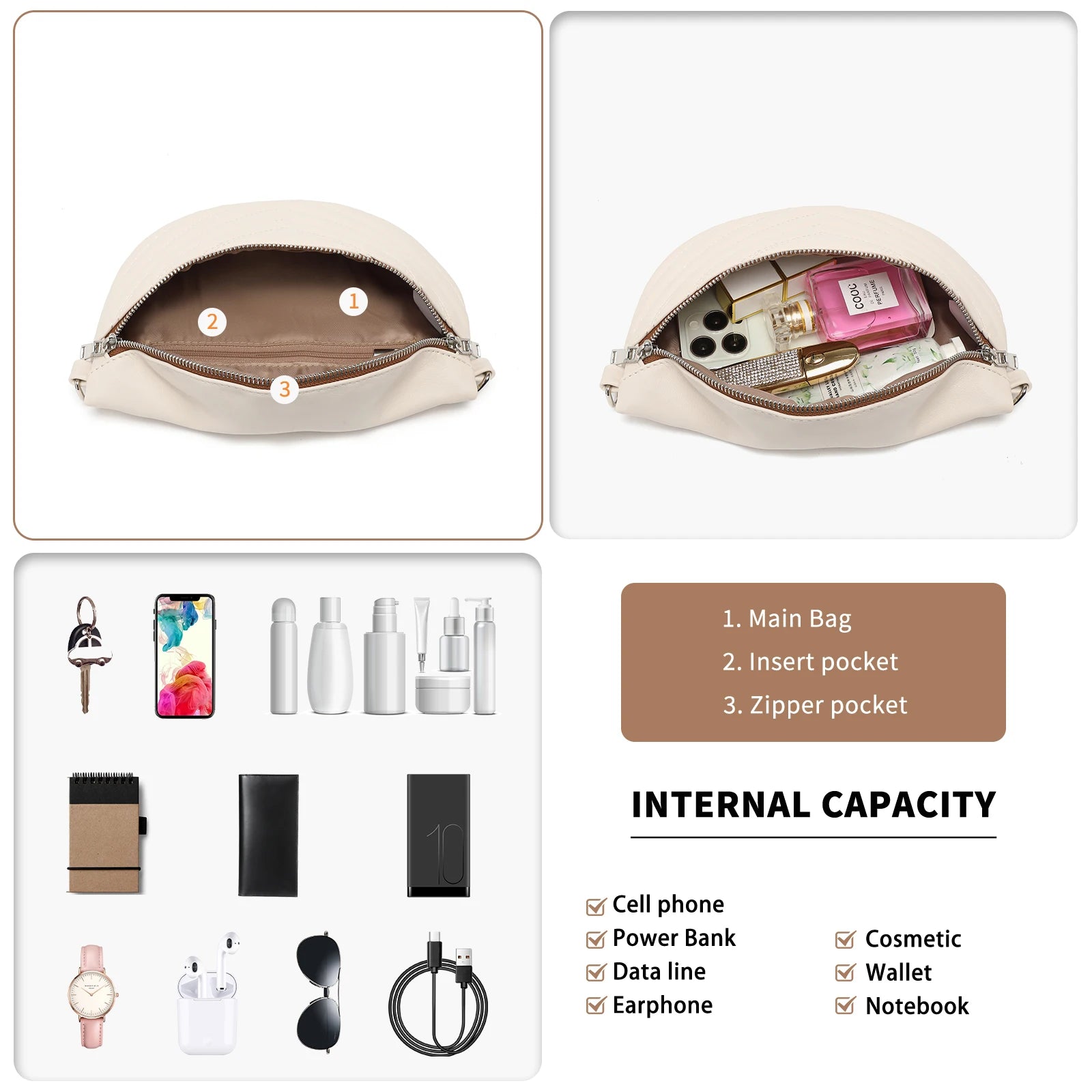 Sac banane et sac à bandoulière femme Miss Lulu, compact et élégant