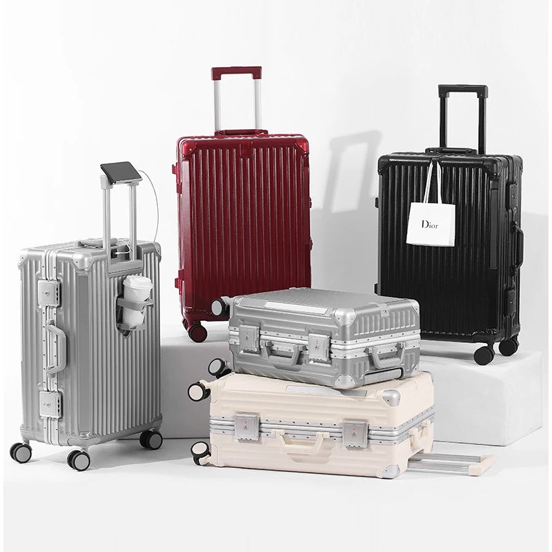Valise rigide en PC + ABS avec cadre en aluminium SUSHIMU – bagage à roulettes avec verrouillage TSA, 20, 24 et 26 pouces