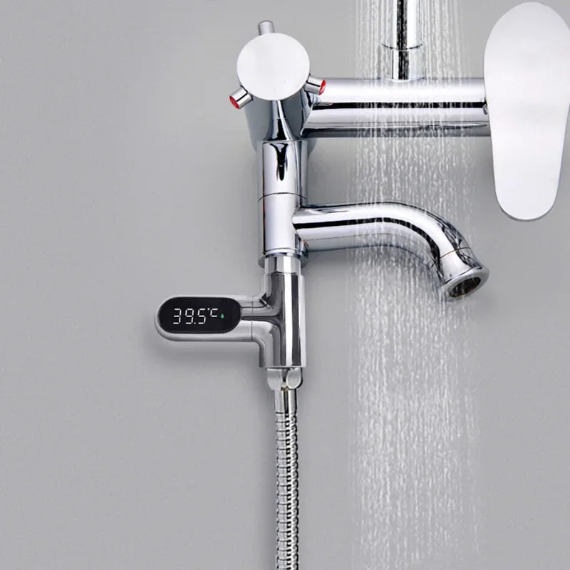 Thermomètre de Douche, Compteur de température d'eau en plastique, affichage LED, Celsius, rotation à 360 °, 8-85 ℃, douche électrique