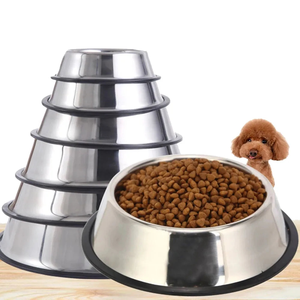 Non-Slip Stainless Steel Pet Bowls for Dogs Cats Food Water Feeder Large Puppy Dishes Pet Accessories