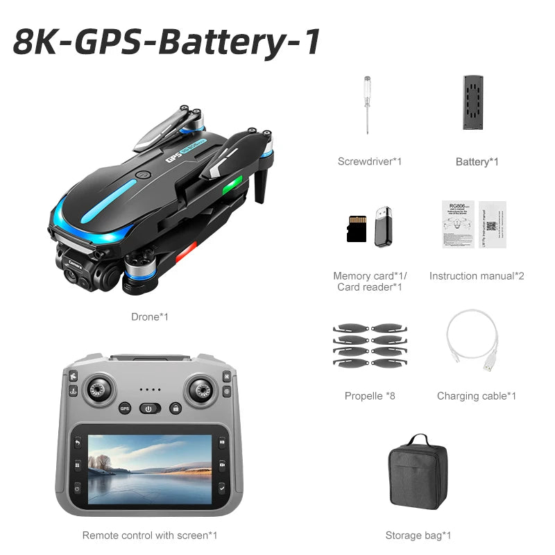 Drone Original RG806 MAX GPS 5G WIFI FPV 8K HD caméra professionnelle UAV évitement d'obstacles sans brosse pliant quadrirotor drone jouets