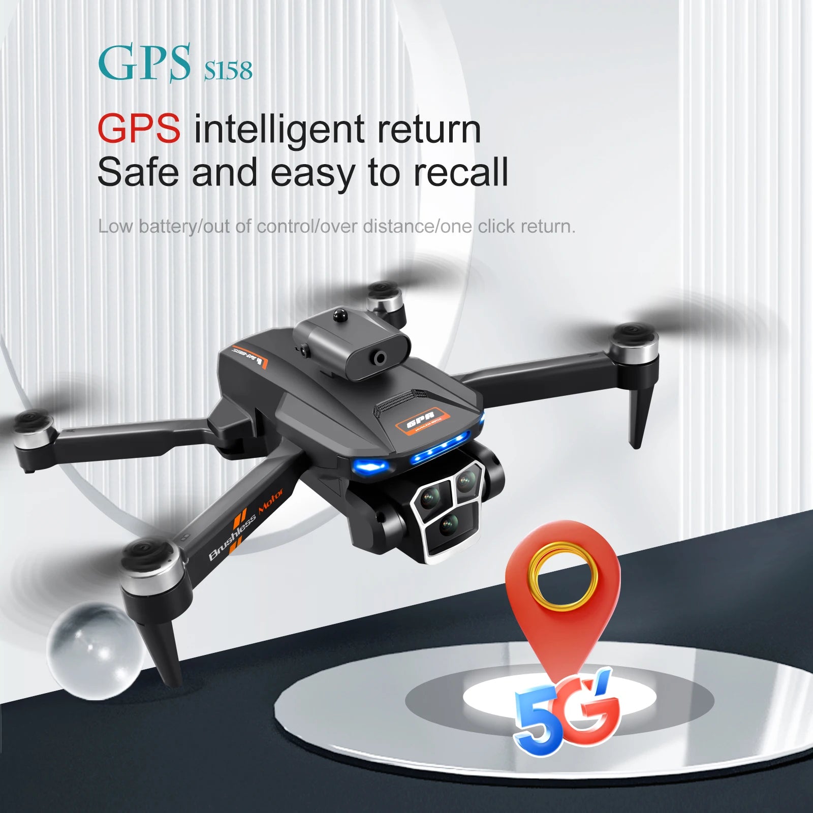 Drone GPS S158 2025 avec écran pliable et caméra HD 8K