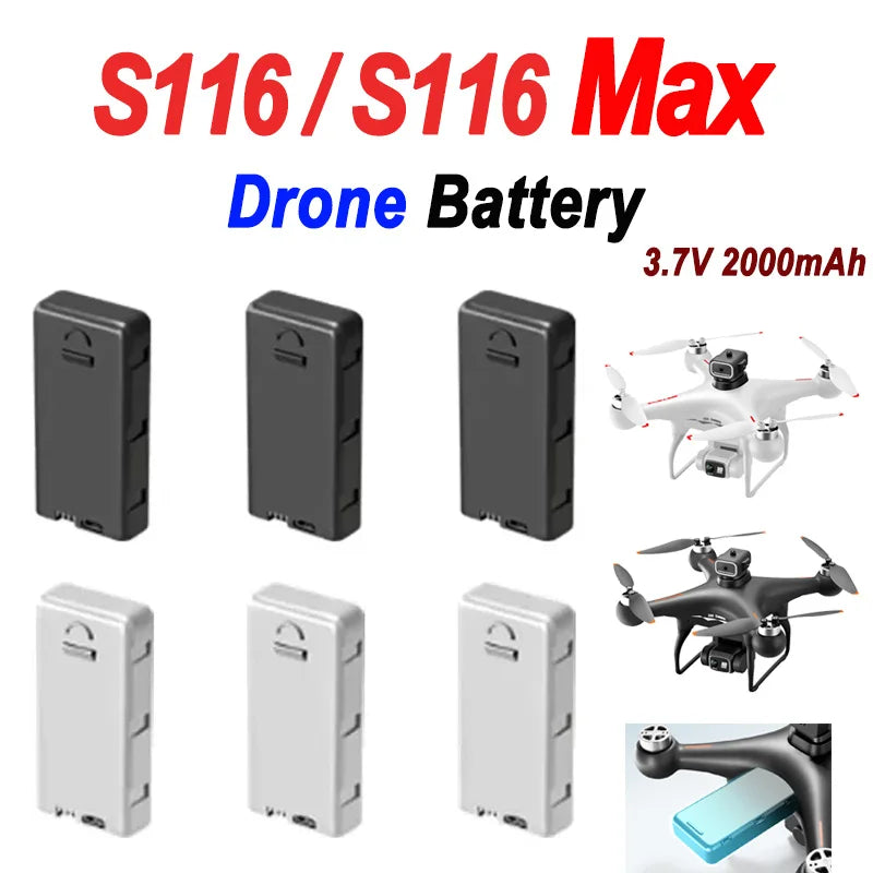 Batterie originale pour Drone S116/S116Max, 3.7V, 2000MAh, pour batterie S116 Max, pièces d'accessoires de remplacement pour quadrirotor RC