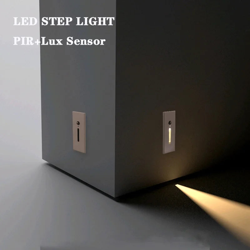 Recessed LED wall light, warm or cold white or blue light, ideal for stairs or paths, 85/265V