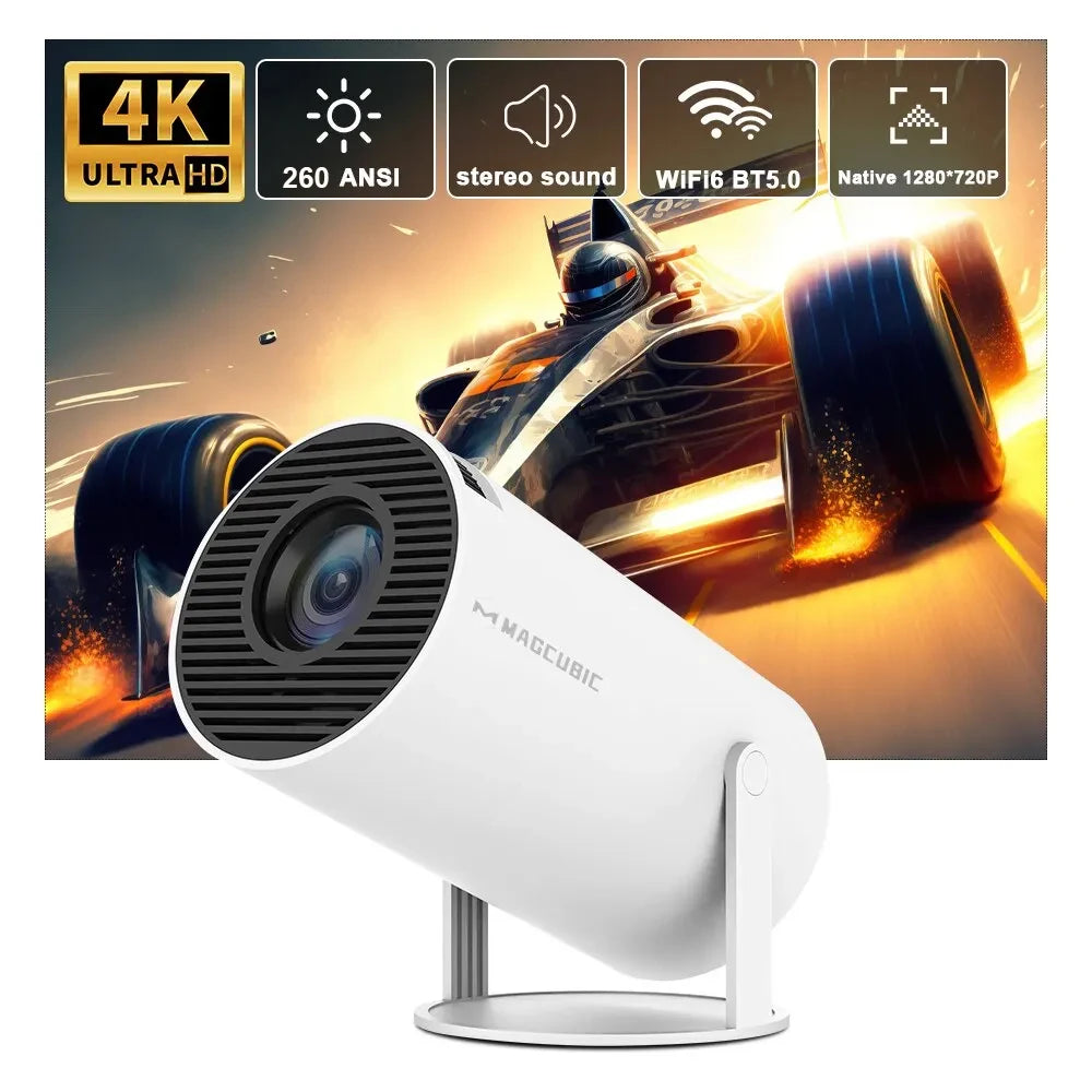 Magcubic Projector for Outdoor Home Theater, HY300 PRO, 4K, Android 11 Tourist, Wifi6, 260ANSI, Allwinner H713 BTpig, 1080P, 1280*720P