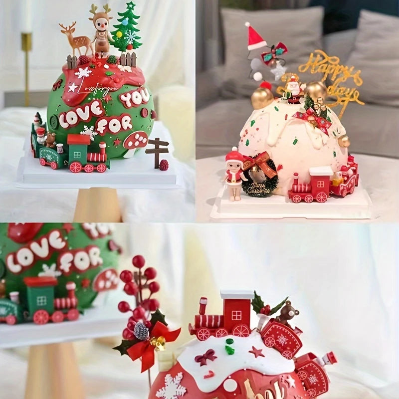 Train de Noël en plastique – décoration festive pour la maison, ornement d’arbre de Noël, cadeau du Nouvel An 2025 pour enfants