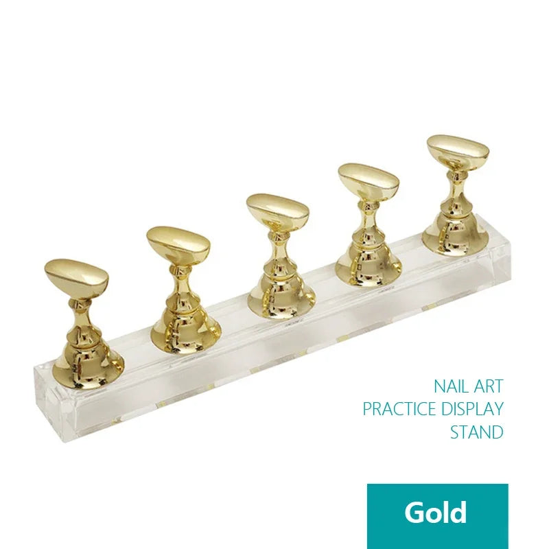 Présentoir de pratique pour faux ongles – 5 pièces, support magnétique échiquier