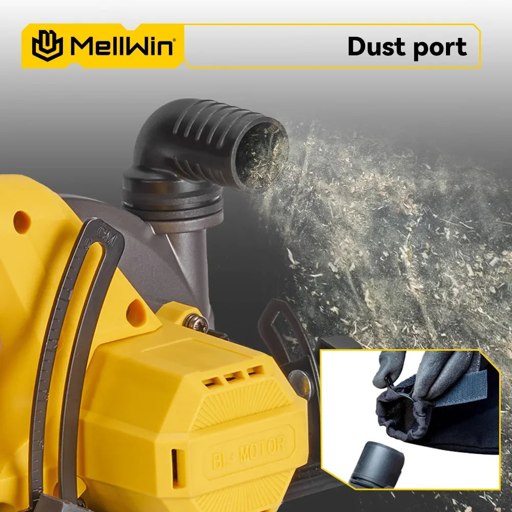 MELLWIN – scie circulaire électrique sans balais, 150MM, 6 pouces, angle réglable, outil de coupe pour le travail du bois, pour broche de batterie Makita 18V