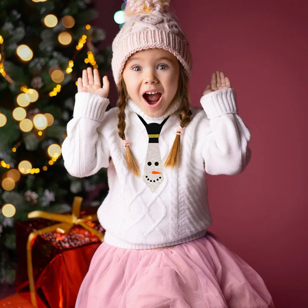 Cravates de Noël en Feutre pour Enfants, Décorations de ix, Bonhomme de Neige, Elk, Arbre