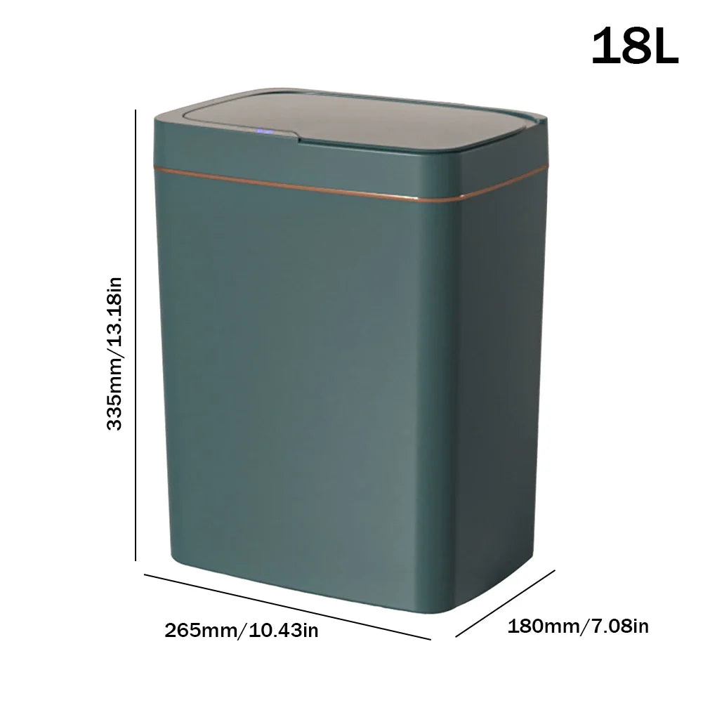 Poubelle étanche intelligente sans contact avec capteur de mouvement automatique, poubelle silencieuse pour cuisine, 15 L, 18L