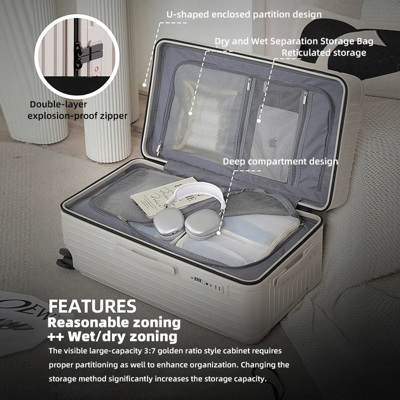 Valise rigide en PC SUSHIMU – bagage à roulettes avec cadre en plastique, 20, 24, 26 et 28 pouces