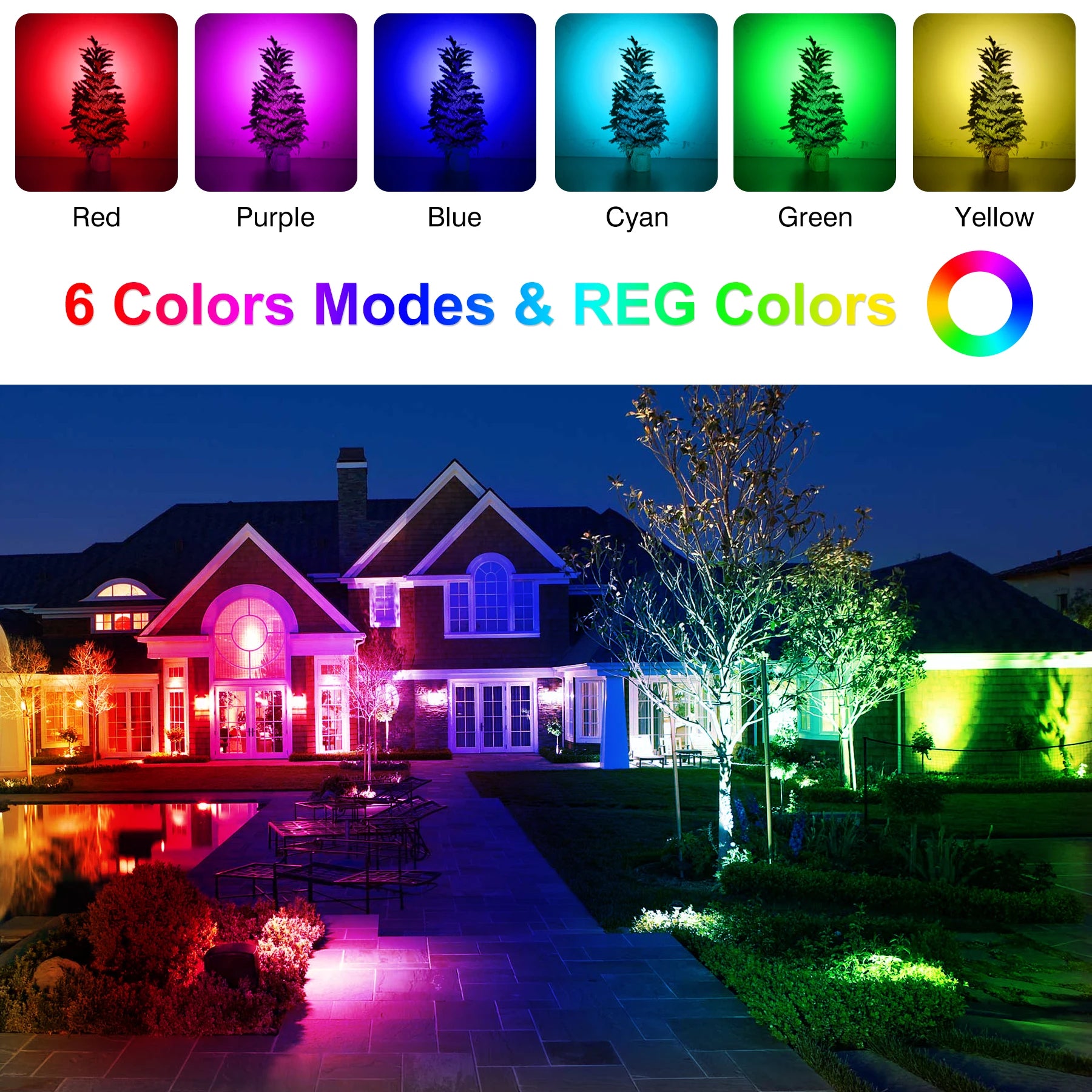 Projecteur solaire LED RGB – 1/2/4/6 lumières, IP65, couleurs cycliques, éclairage décoratif extérieur pour jardin et fêtes