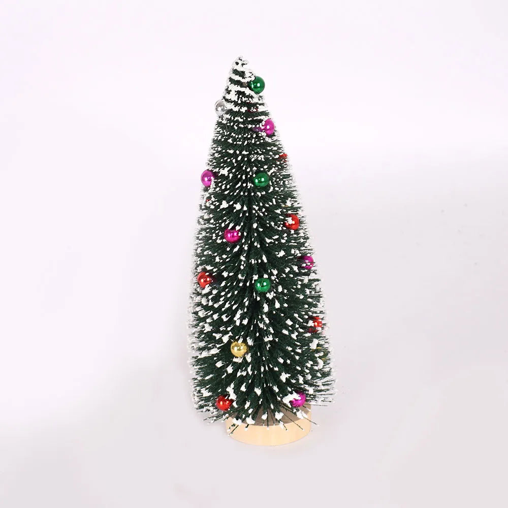 Mini arbre de noël en perles collantes floquées, ornements de bureau de noël, petit arbre de noël