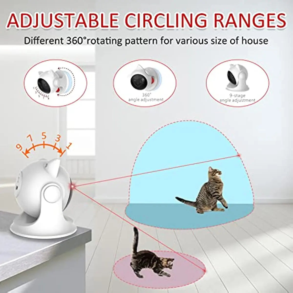 Jouet Laser ATUBAN pour Chat, Interactif, Rechargeable, pour l'Intérieur, pour Chaton, Chien, Mode Rapide et Lent