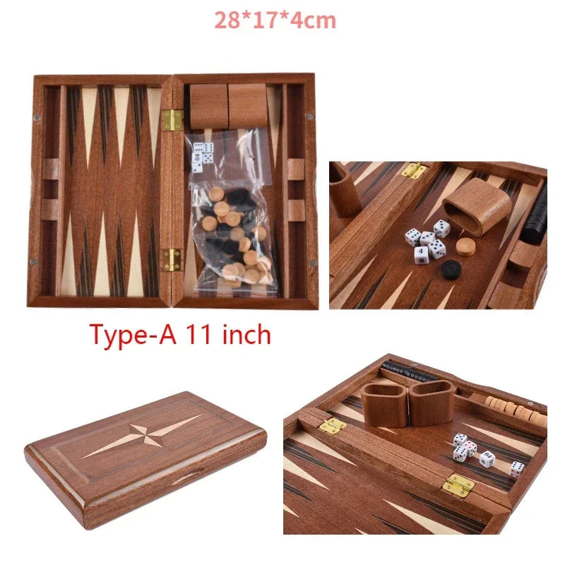 Backgammon, jeu de société de stratégie classique, pièces de jeu en bois acrylique, dés standardisés 11-17 pouces