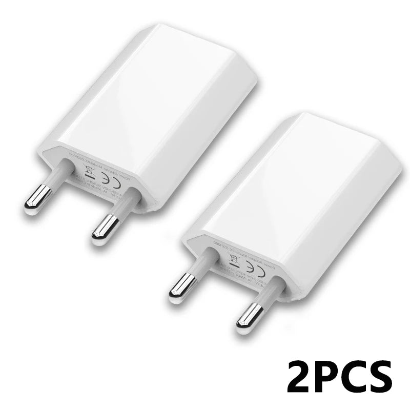 Chargeur Mural USB 5V l'autorisation EU AC pour iPhone 6, 7, 8 Plus, X, XR, 11, 12, 13, 14, 2-5 Pièces