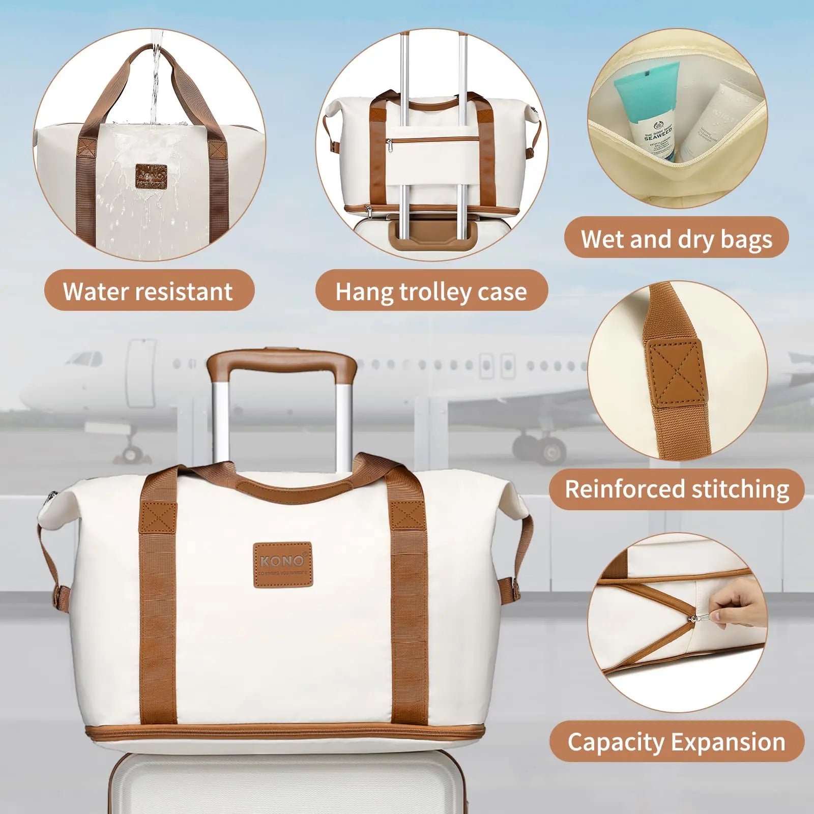 Trousse de beauté et ensemble de bagages 2/4/6 pièces KONO – Valises rigides et sacs de voyage
