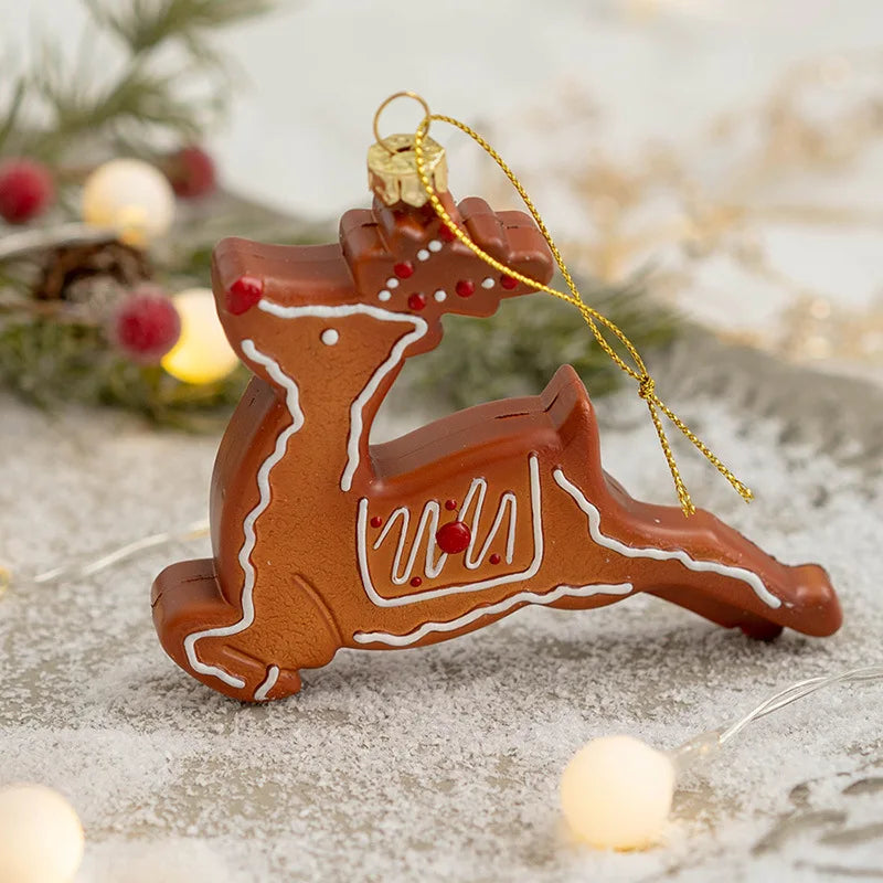 Weihnachtsdeko, Lebkuchenmann, kreativer Christbaumschmuck-Anhänger, Plätzchenmann, Schneeflocke, Elch