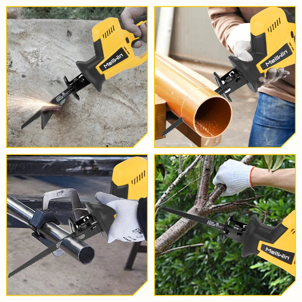 MELLWIN 3600W scie alternative électrique sans brosse outil de scie de coupe de tuyau en bois et en métal pour broche de batterie Makita 18V