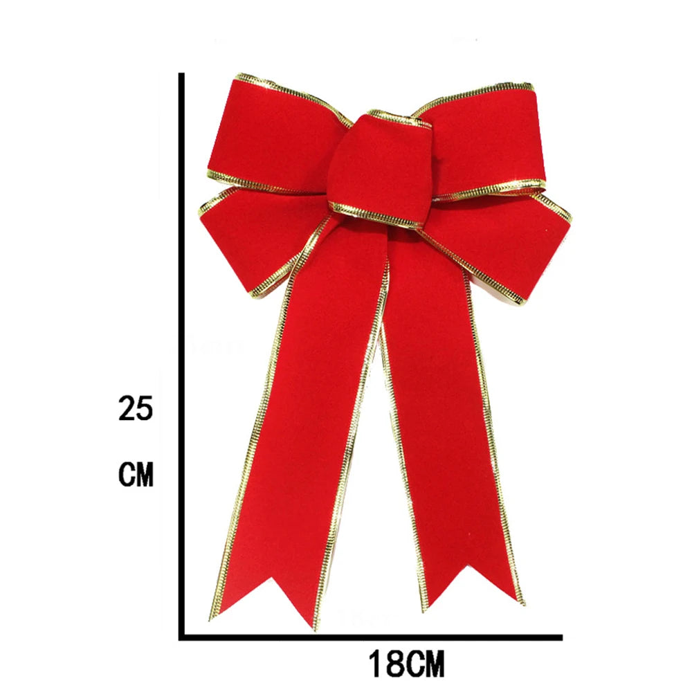 Nœuds de ruban de noël de 25cm, nœuds pour artisanat, décoration d'arbre de noël, nœuds artificiels en flanelle rouge avec fil de fer