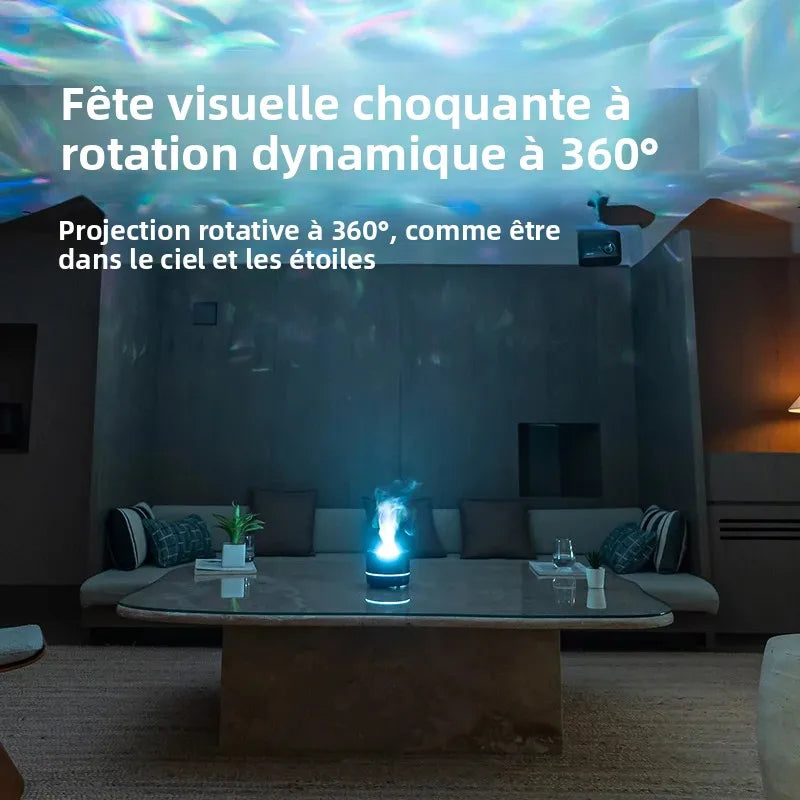 3D Flame Essential Oil Diffuser – Air Humidifier with Starry Sky Projection