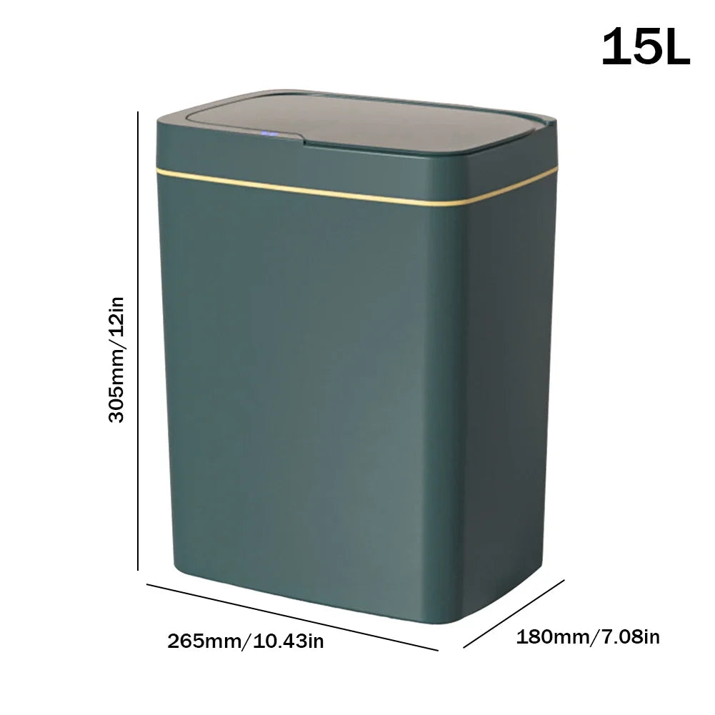 Poubelle étanche intelligente sans contact avec capteur de mouvement automatique, poubelle silencieuse pour cuisine, 15 L, 18L