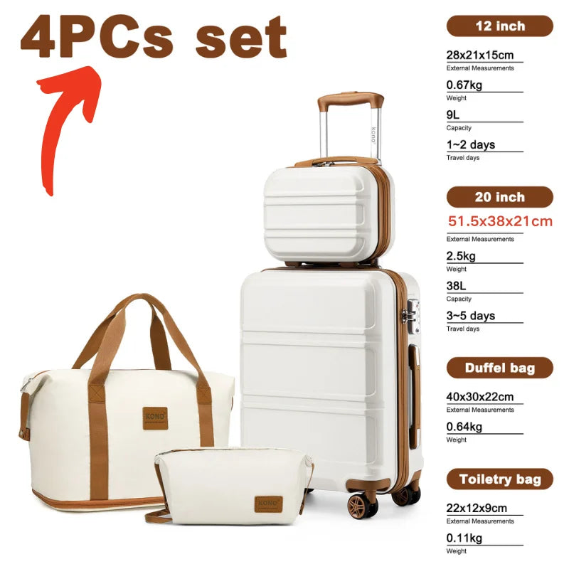 Trousse de beauté et ensemble de bagages 2/4/6 pièces KONO – Valises rigides et sacs de voyage