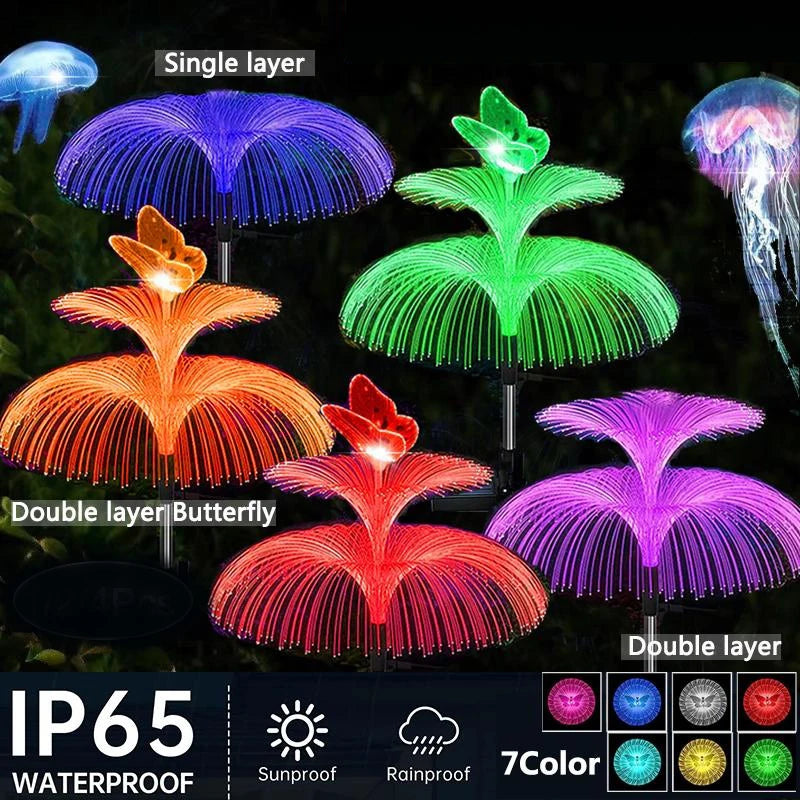 RGB Gradient Jellyfish Solar Lights Waterproof Single/Double Layer Outdoor Lighting Landscape Garden Light 