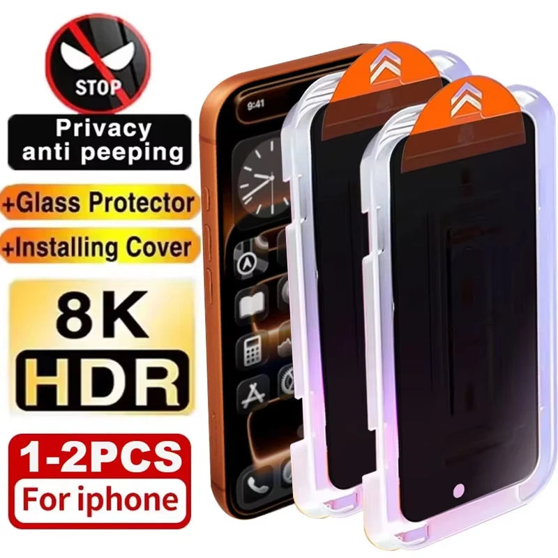 Film de verre trempé de confidentialité anti-espion pour iPhone – installation facile