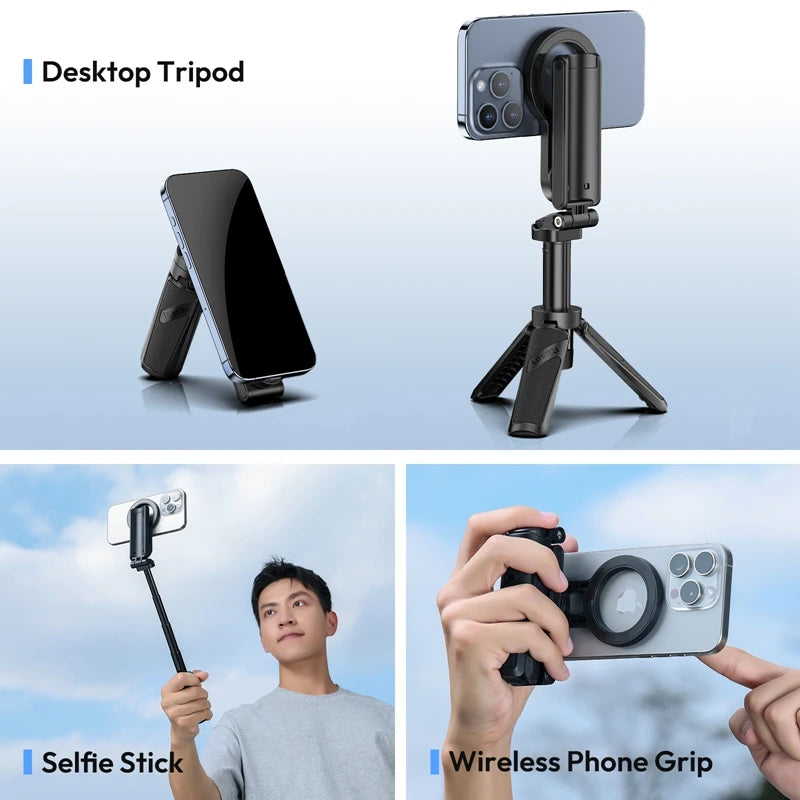 Perche à selfie et trépied Ulanzi JJ03 – Support magnétique Bluetooth pour smartphones